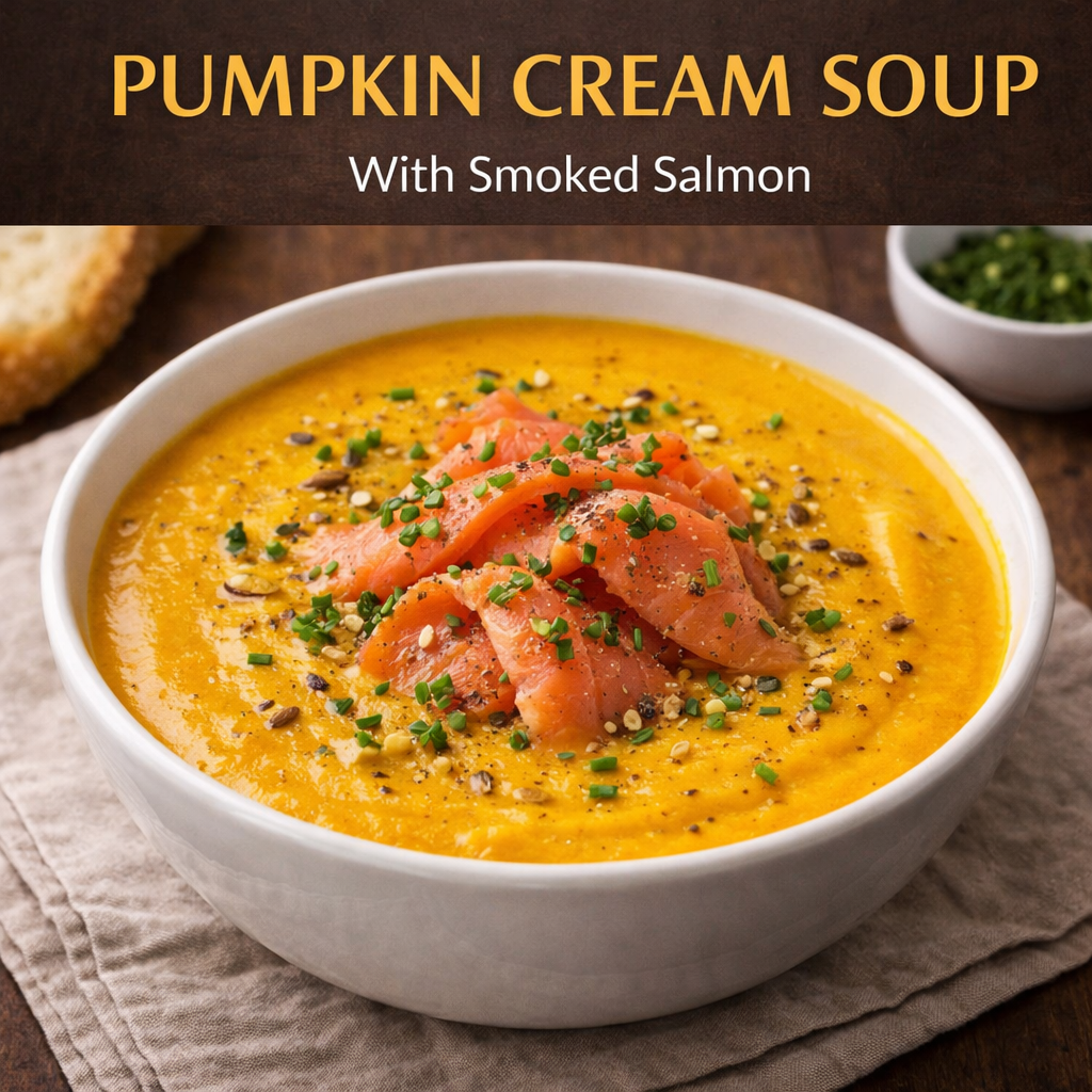 Pumpkin Cream Soup With Smoked Salmon